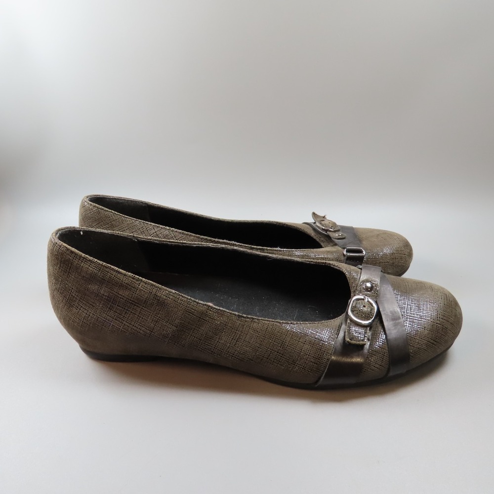 Munro American Josie Grey Crosshatch Suede Low Heel Wedge Women's‎ 8 M
